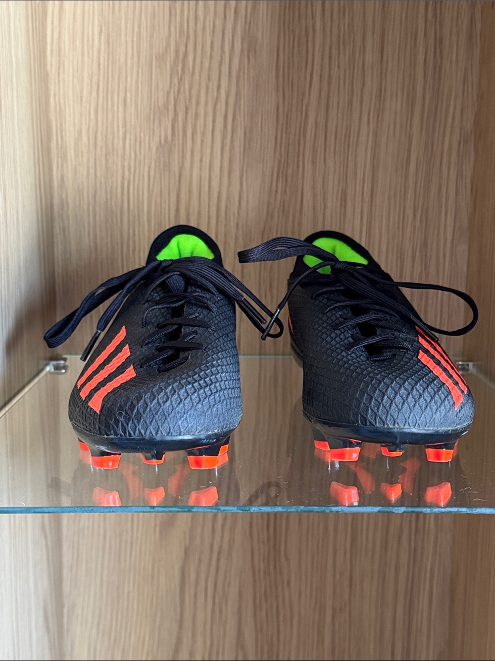 Adidas Black Soccer Shoes with Neon Green Lining